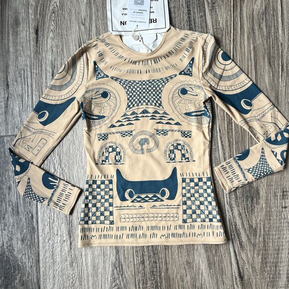 Maison Martin Margiela Paris x H&M Tattoo Print Long Sleeve Top Sz 6 NWT #105 - Picture 12 of 12